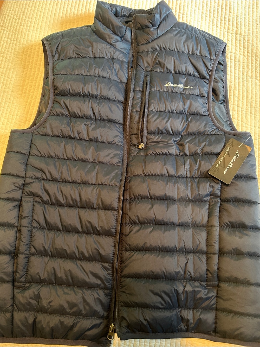 Eddie Bauer Navy Quilted Down Puffer Vest